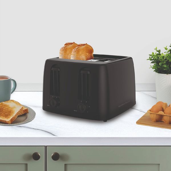 Hamilton Beach Essentials 1.7L Rapid Boil Kettles and 4 Slot Toaster - Black