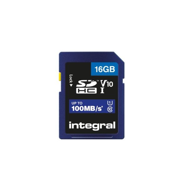 Integral 16GB SDHC UHS U1 V10 High Speed SD Memory Card 100MB/s