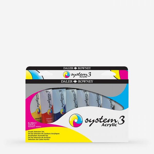 Daler-Rowney : System3 : Acrylic Paint : 59ml : Selection Set of 8